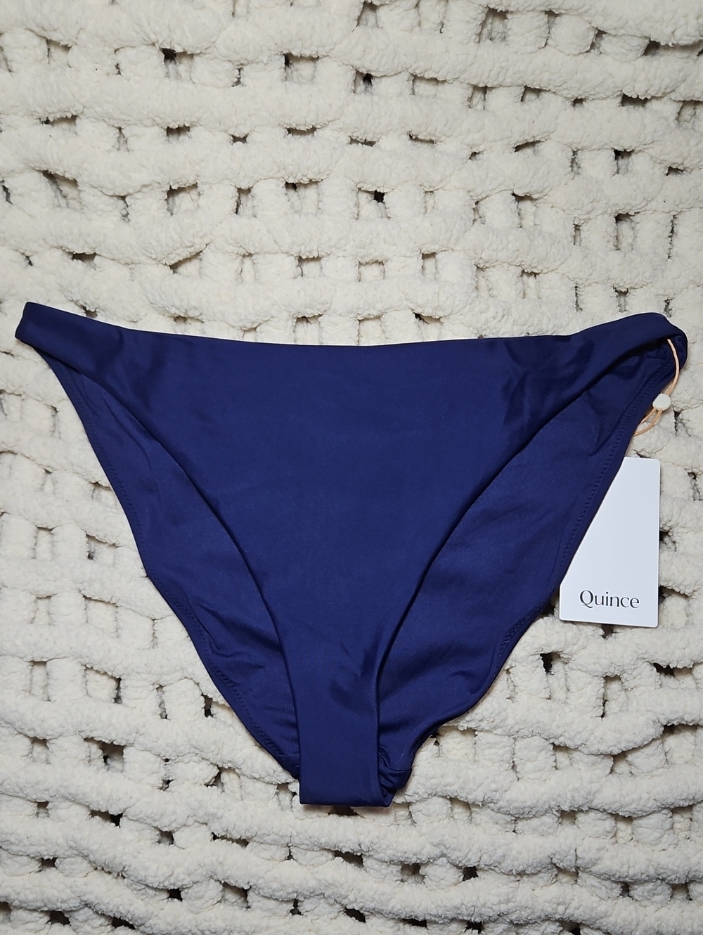 Quince Italian Low-Rise Bikini Swimsuit Bottom New Medium Navy Blue - Picture 2 of 6